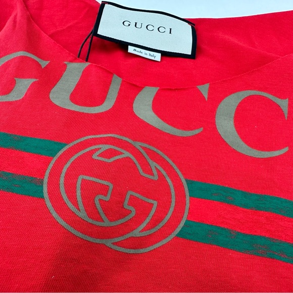 Gucci Vintage Logo Print Red Tank Top - Picture 8 of 13
